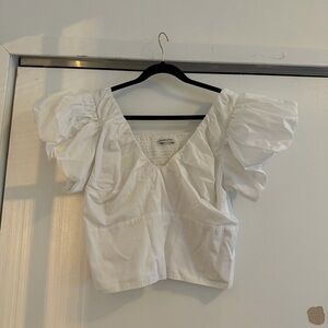 Abercrombie & Fitch White Puff Sleeve Blouse